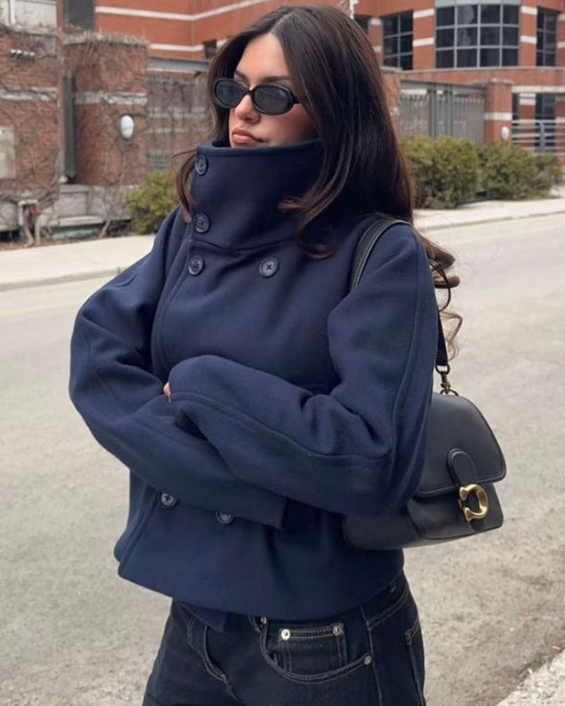 Women's Double Breasted Stand Collar Jacket