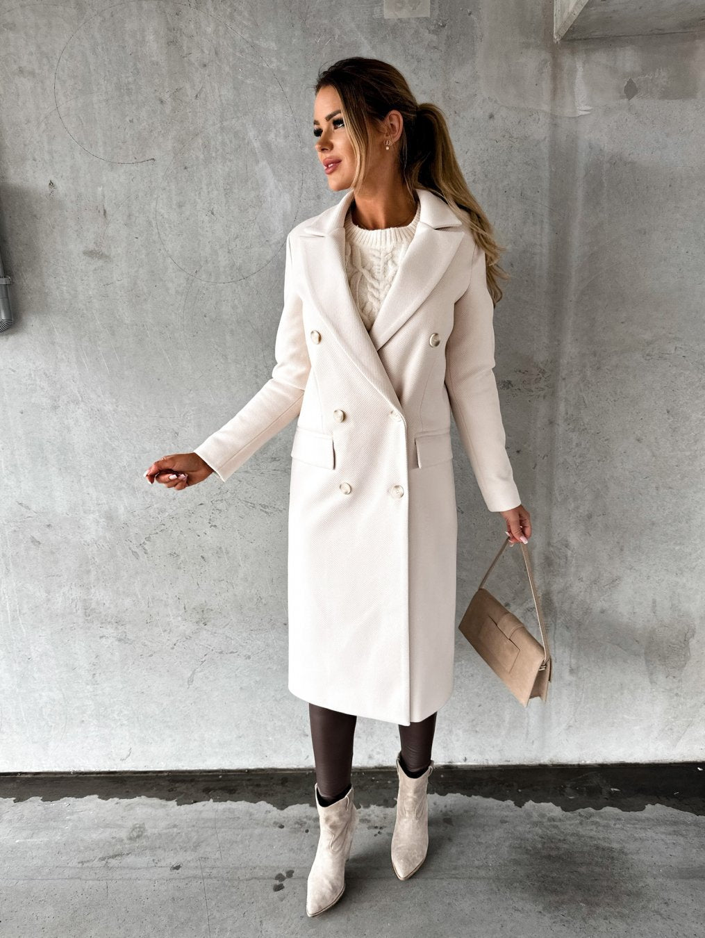 Women's Double Breasted Wool Winter Coat