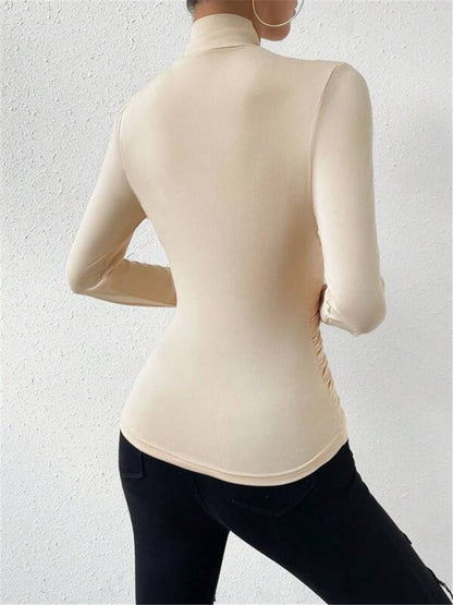 Women's Draped Crossover Long Sleeve Top