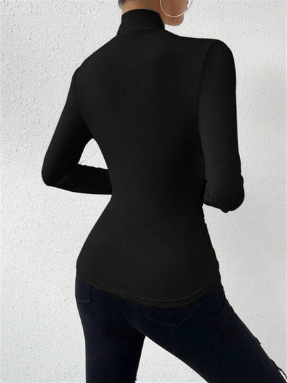 Women's Draped Crossover Long Sleeve Top