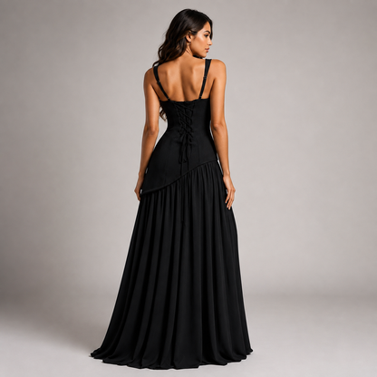 Women's Draped Satin Look Maxi Dress