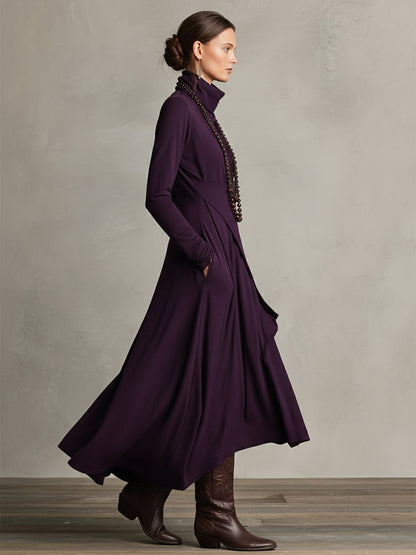 Women's Draped Turtleneck Knit Dress