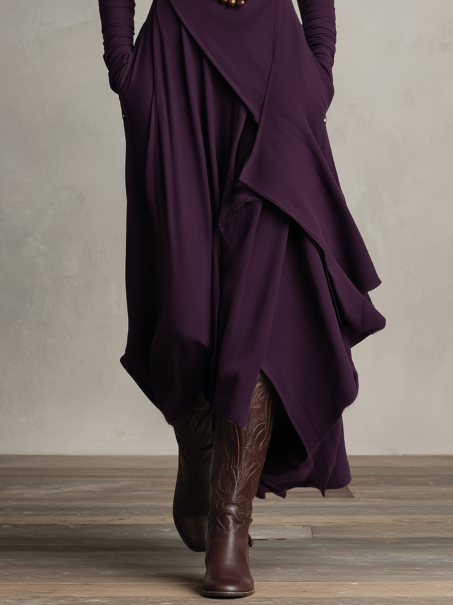 Women's Draped Turtleneck Knit Dress
