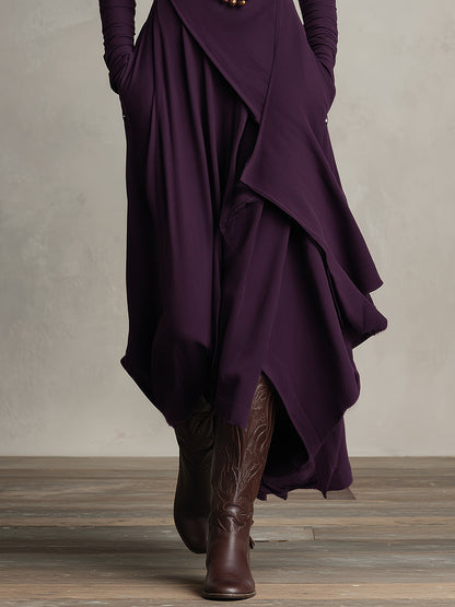 Women's Draped Turtleneck Knit Dress