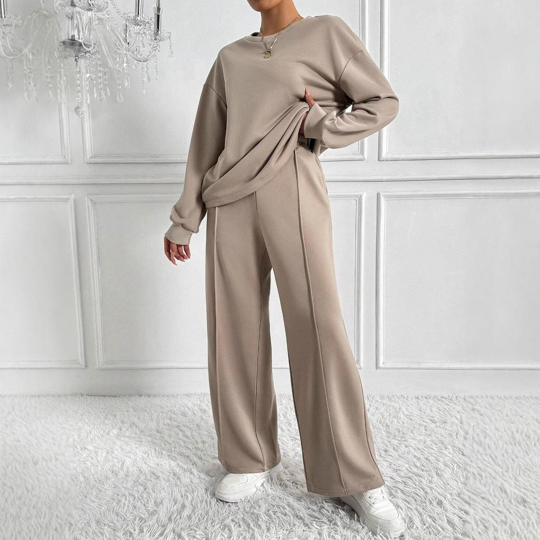 Women's Drop Shoulder Top and Wide Leg Trousers Co Ord Set