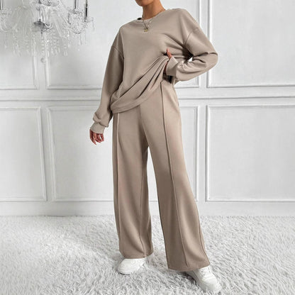 Women's Drop Shoulder Top and Wide Leg Trousers Co Ord Set