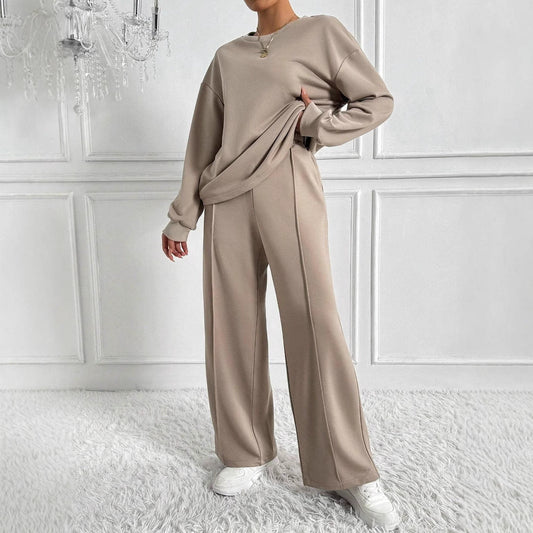 Women's Drop Shoulder Top and Wide Leg Trousers Co Ord Set