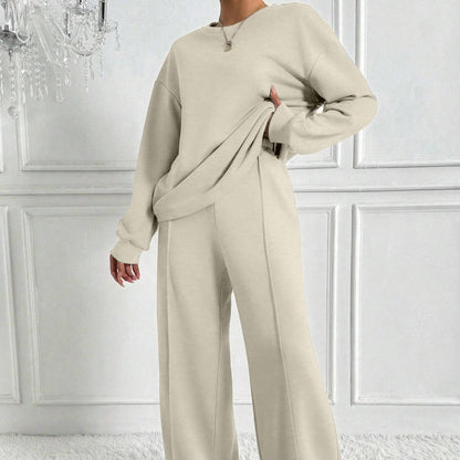 Women's Drop Shoulder Top and Wide Leg Trousers Co Ord Set