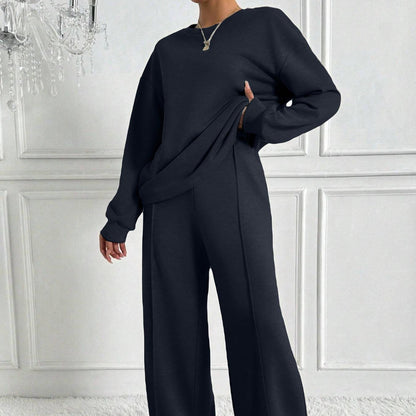 Women's Drop Shoulder Top and Wide Leg Trousers Co Ord Set