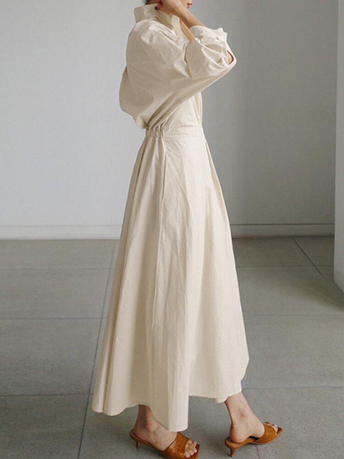 Women's Elegant Belted Shirt Dress