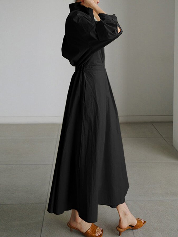 Women's Elegant Belted Shirt Dress