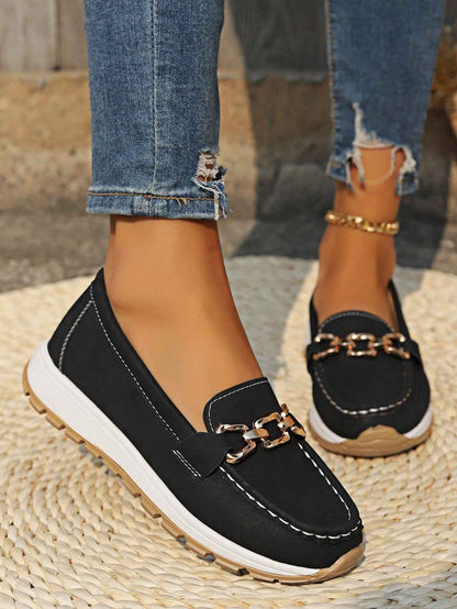 Women's Elegant Buckle Detail Loafers