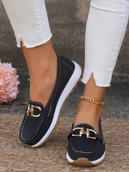 Women's Elegant Buckle Detail Loafers