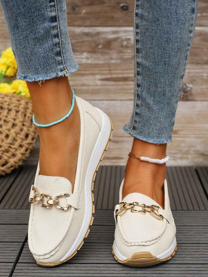 Women's Elegant Buckle Detail Loafers