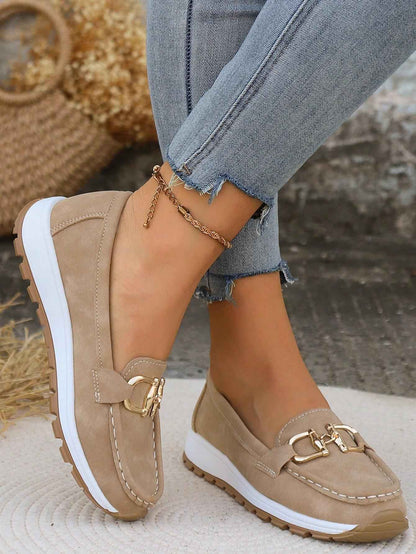 Women's Elegant Buckle Detail Loafers