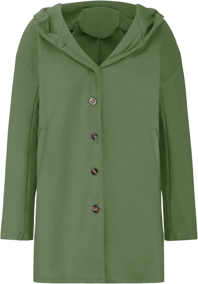 Women's Elegant Longline Winter Coat with Hood & Notch Lapel