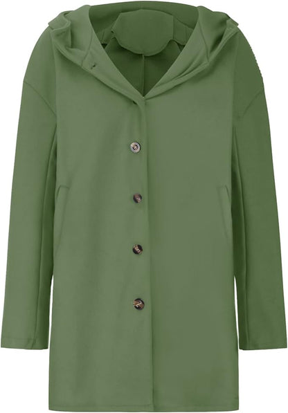 Women's Elegant Longline Winter Coat with Hood & Notch Lapel
