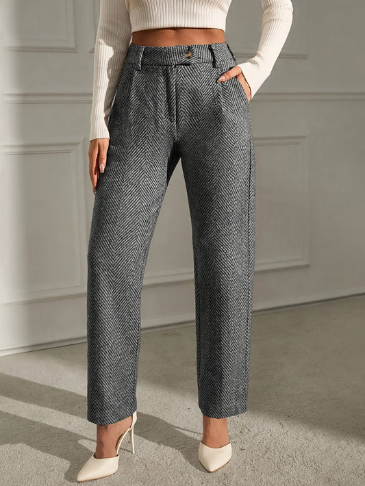 Women's Elegant Straight Leg Office Trousers with