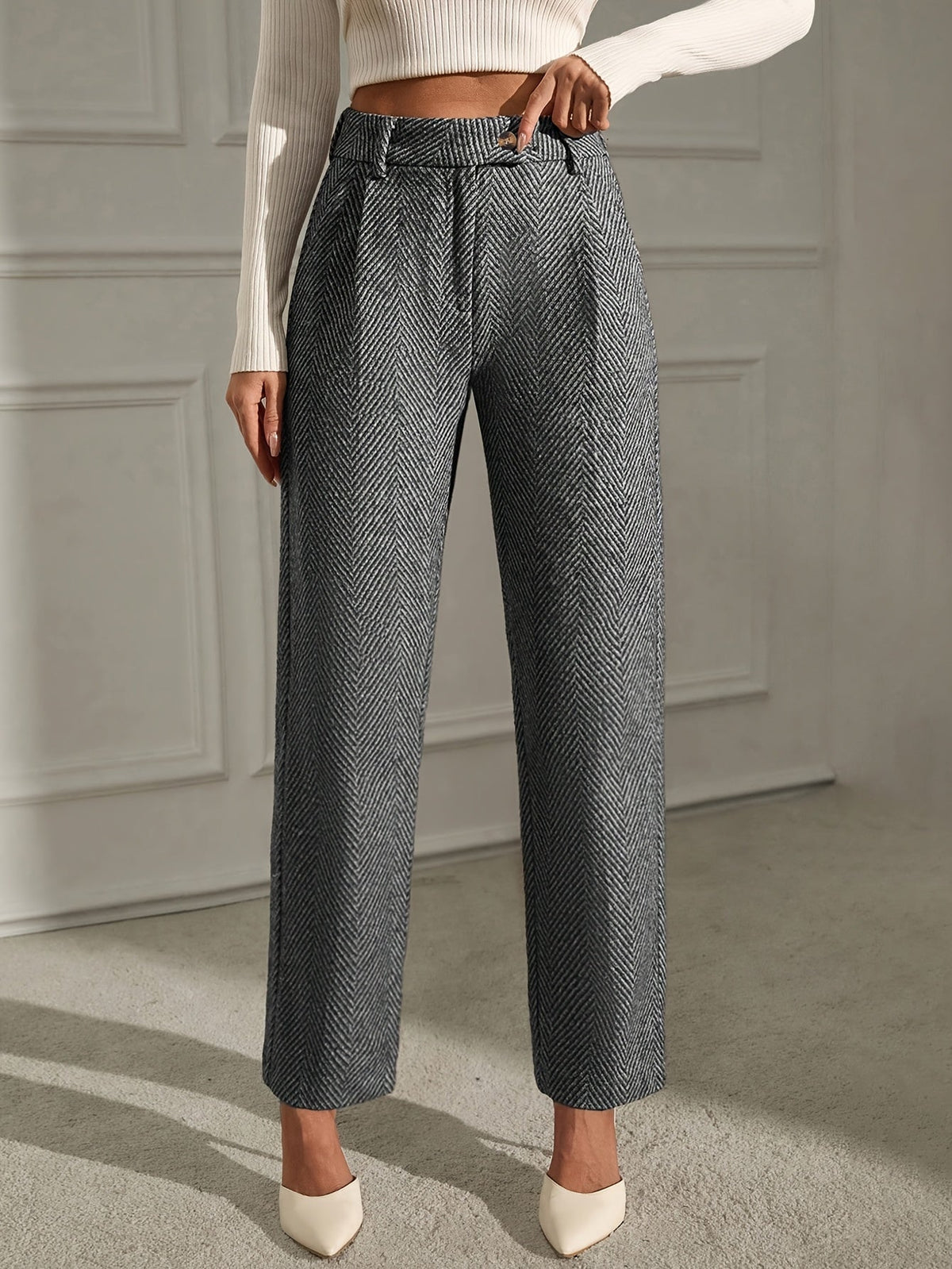 Women's Elegant Straight Leg Office Trousers with