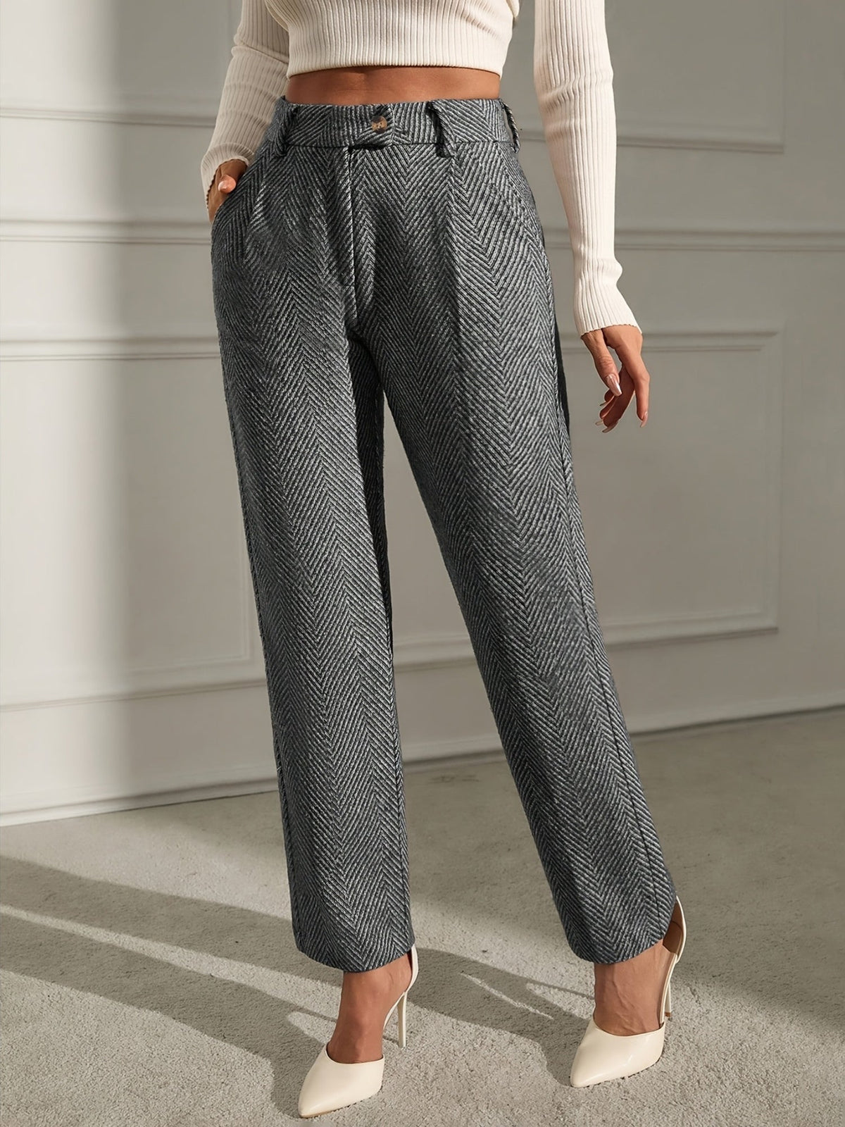 Women's Elegant Straight Leg Office Trousers with