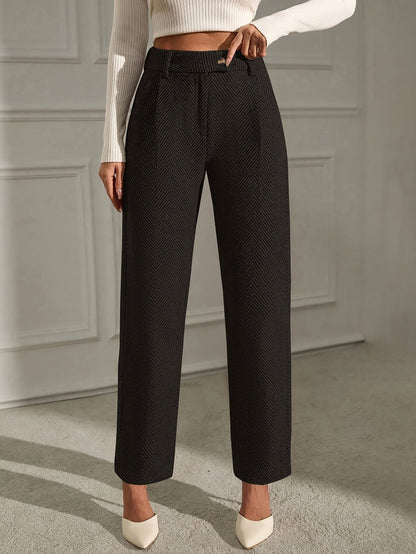 Women's Elegant Straight Leg Office Trousers with