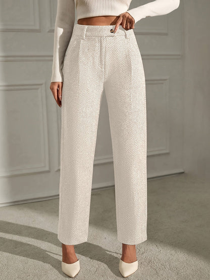 Women's Elegant Straight Leg Office Trousers with