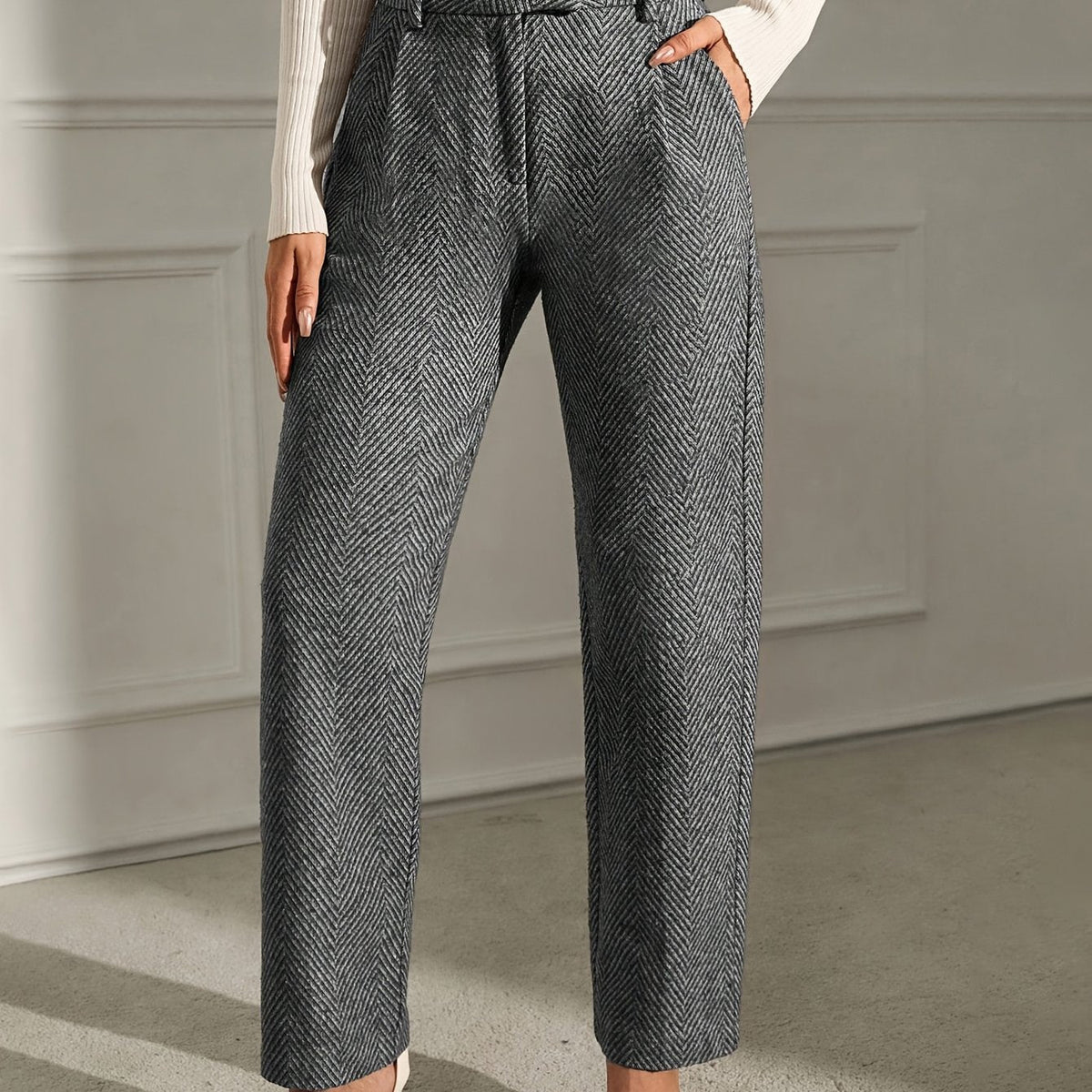 Women's Elegant Straight Leg Office Trousers with