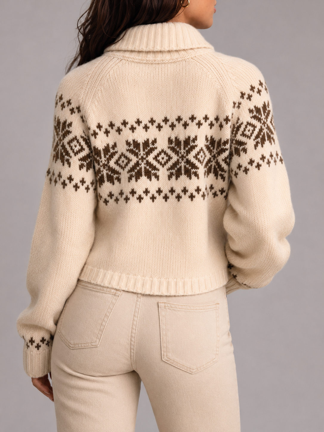 Women's Fair Isle Zip-Up Knit Cardigan