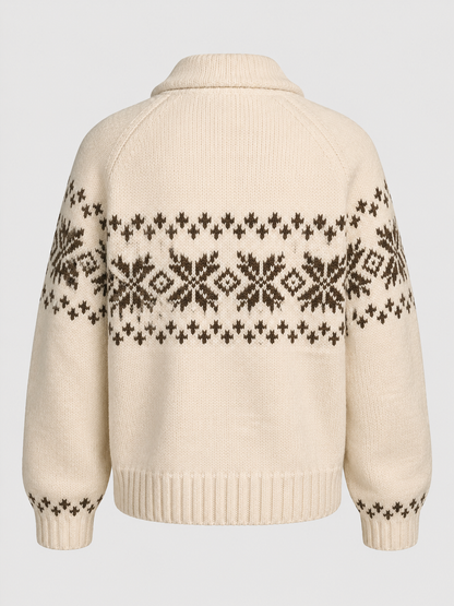 Women's Fair Isle Zip-Up Knit Cardigan