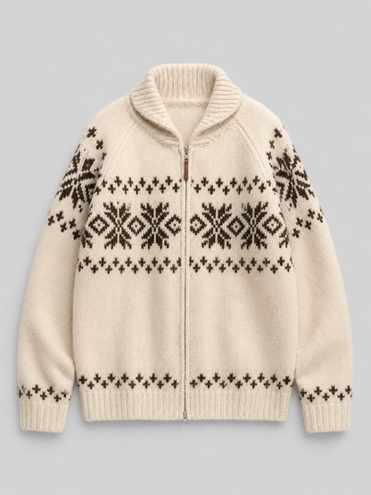 Women's Fair Isle Zip-Up Knit Cardigan