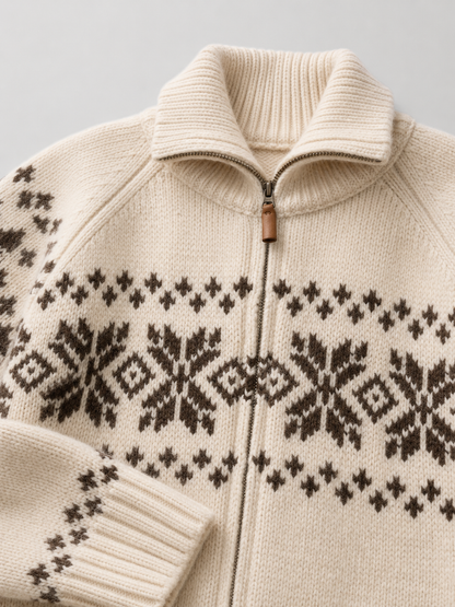 Women's Fair Isle Zip-Up Knit Cardigan