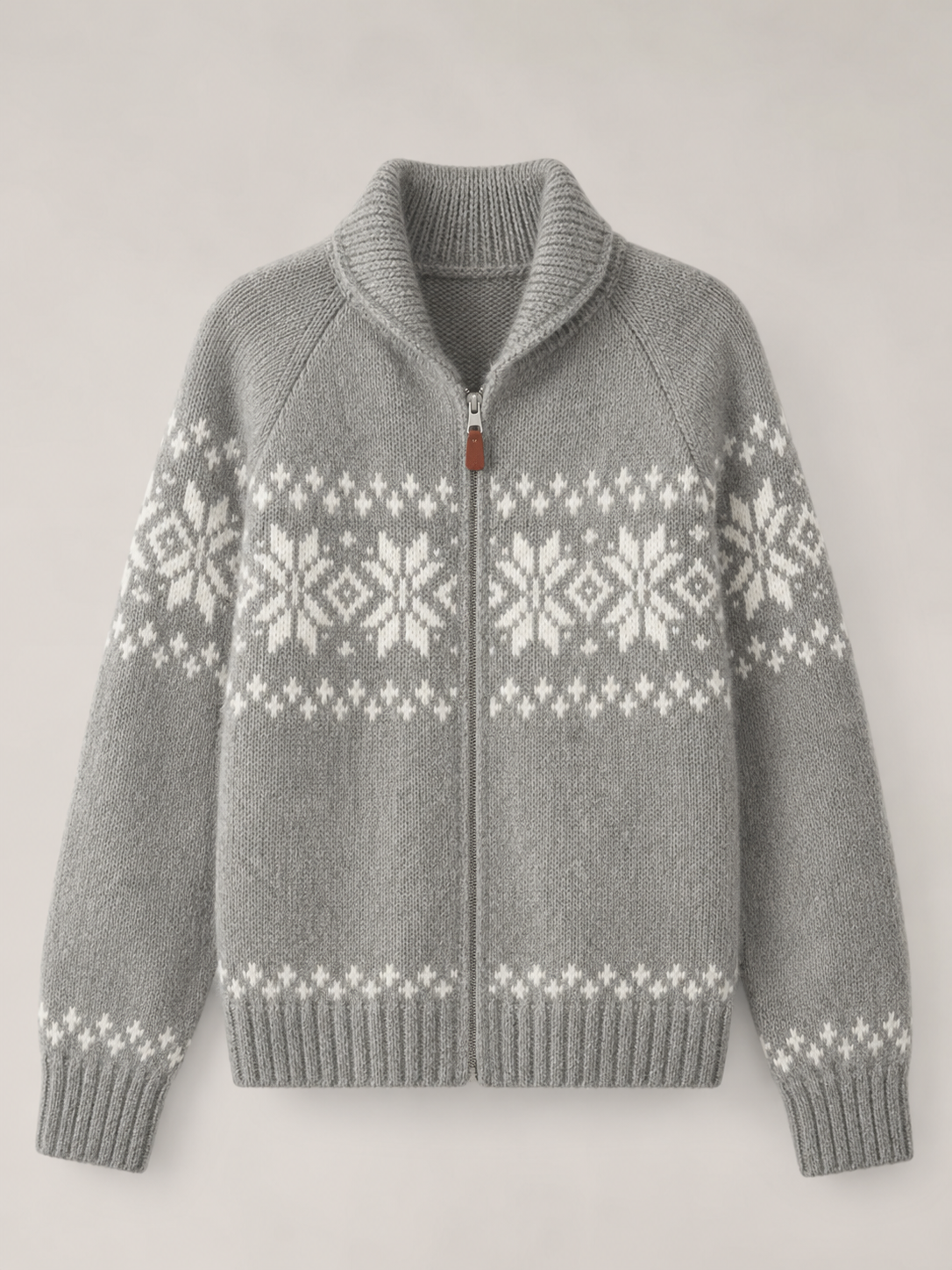 Women's Fair Isle Zip-Up Knit Cardigan