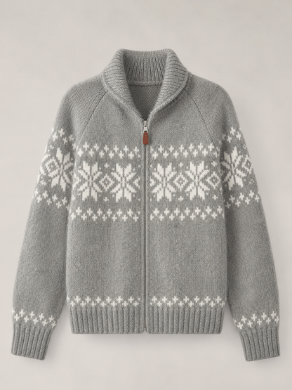 Women's Fair Isle Zip-Up Knit Cardigan