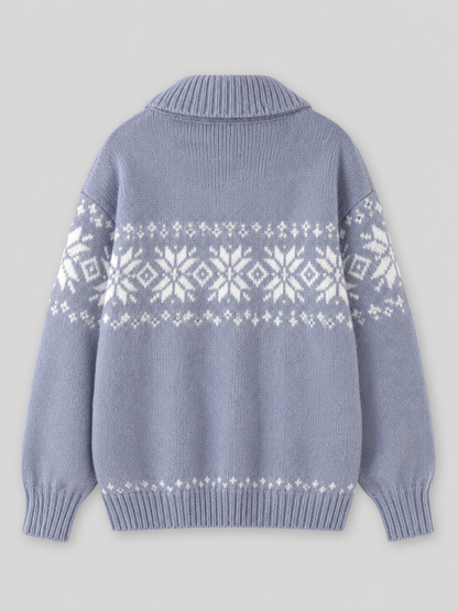 Women's Fair Isle Zip-Up Knit Cardigan