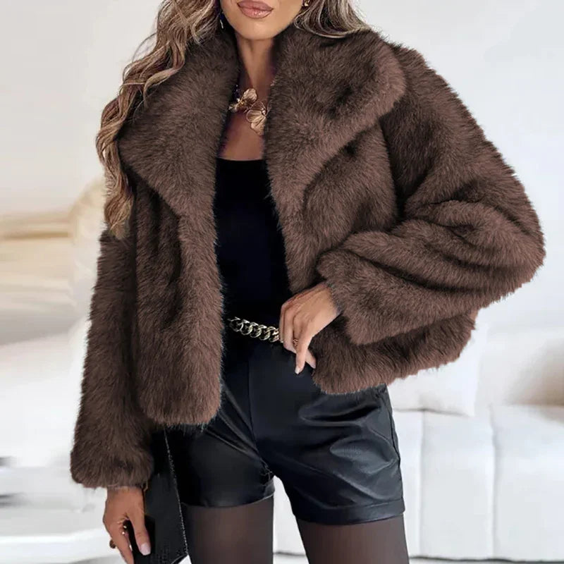 Women's Faux Fur Short Winter Jacket