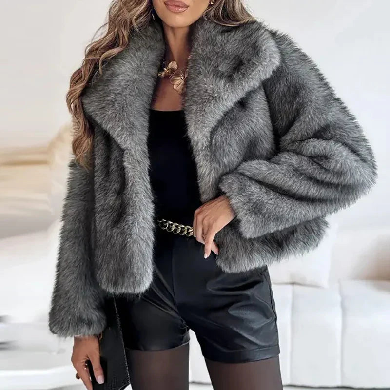 Women's Faux Fur Short Winter Jacket