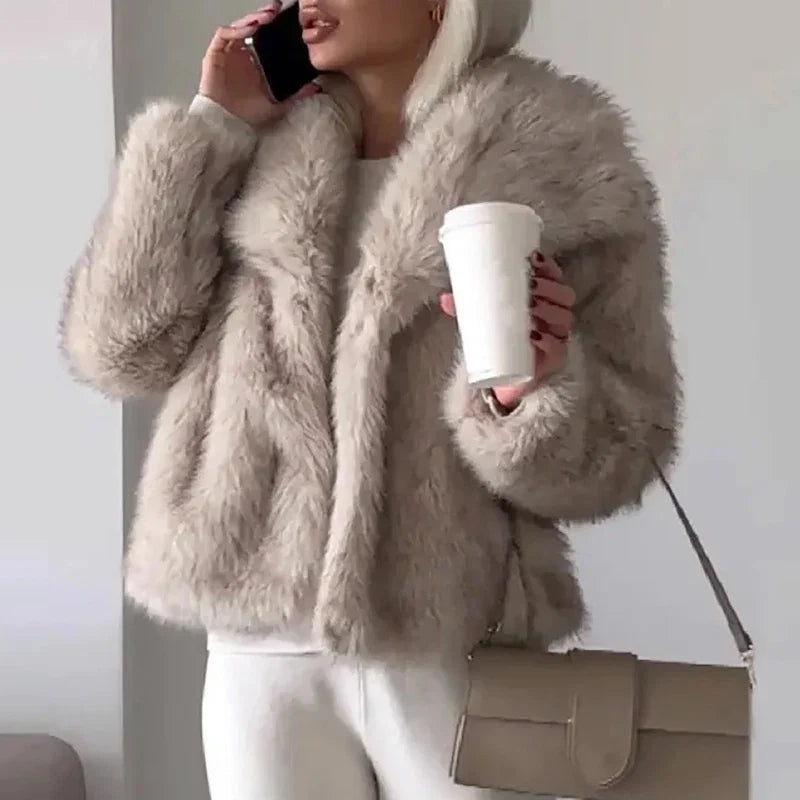 Women's Faux Fur Short Winter Jacket