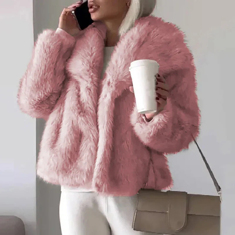 Women's Faux Fur Short Winter Jacket