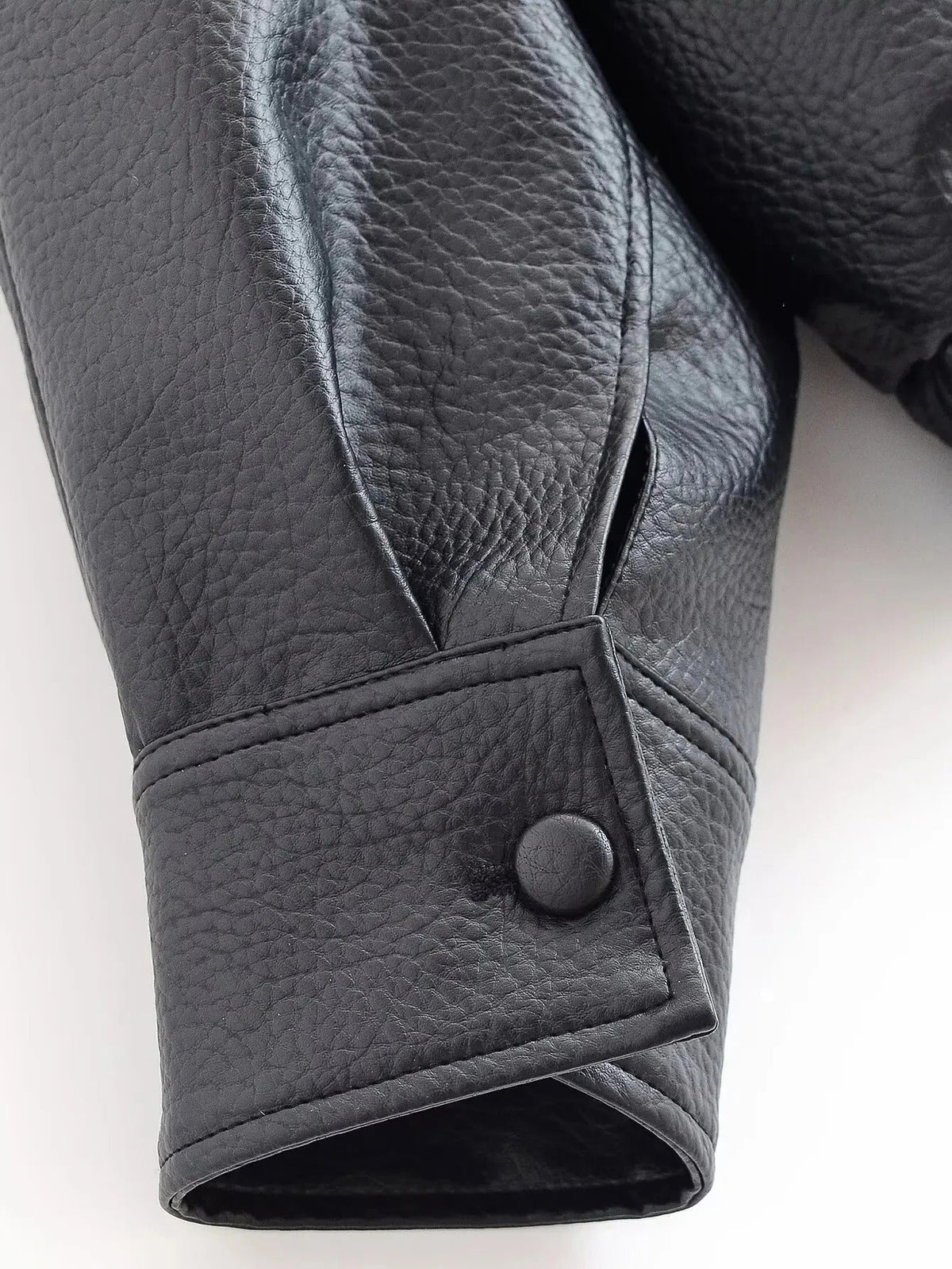 Women's Faux Leather High Neck Zip Up Jacket