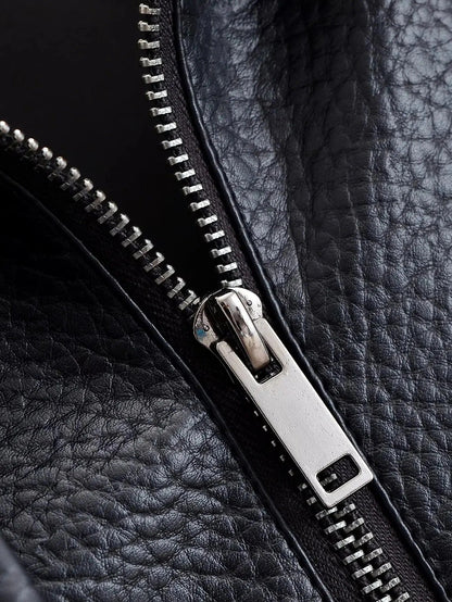 Women's Faux Leather High Neck Zip Up Jacket