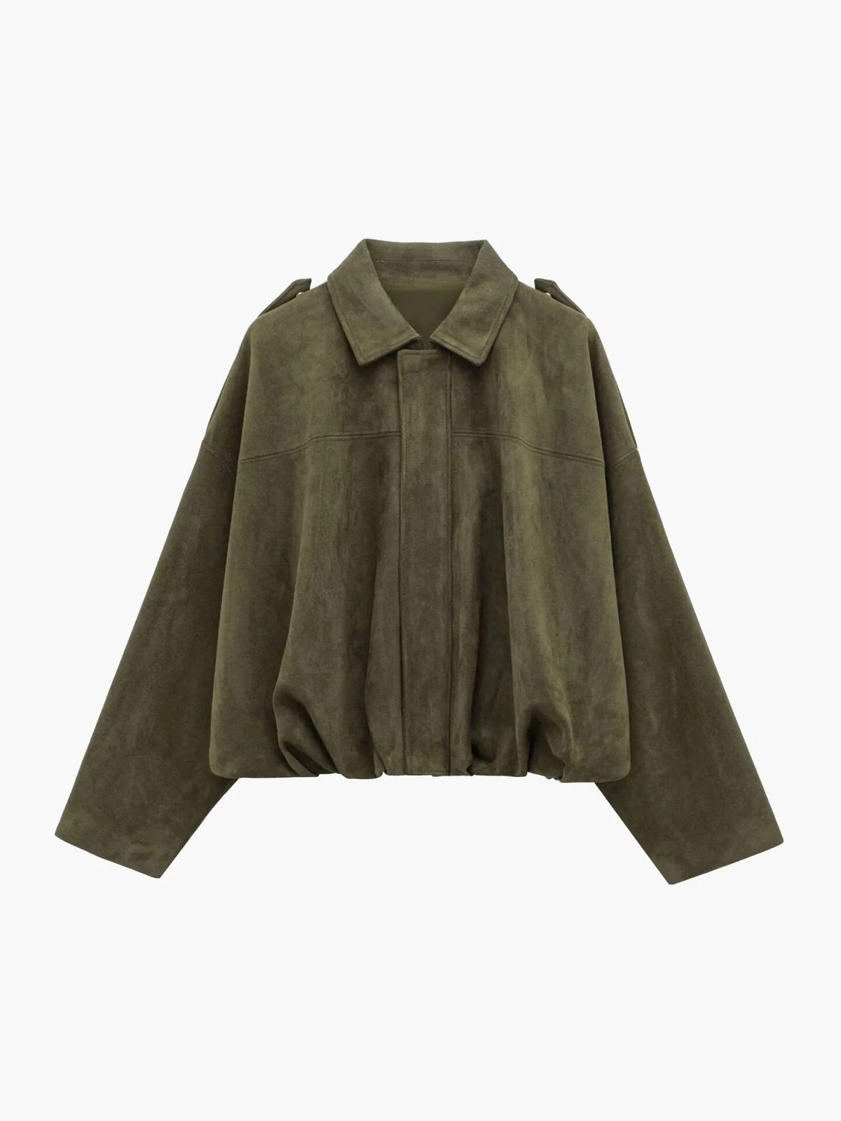 Women's Faux Suede Bomber Jacket with Collar