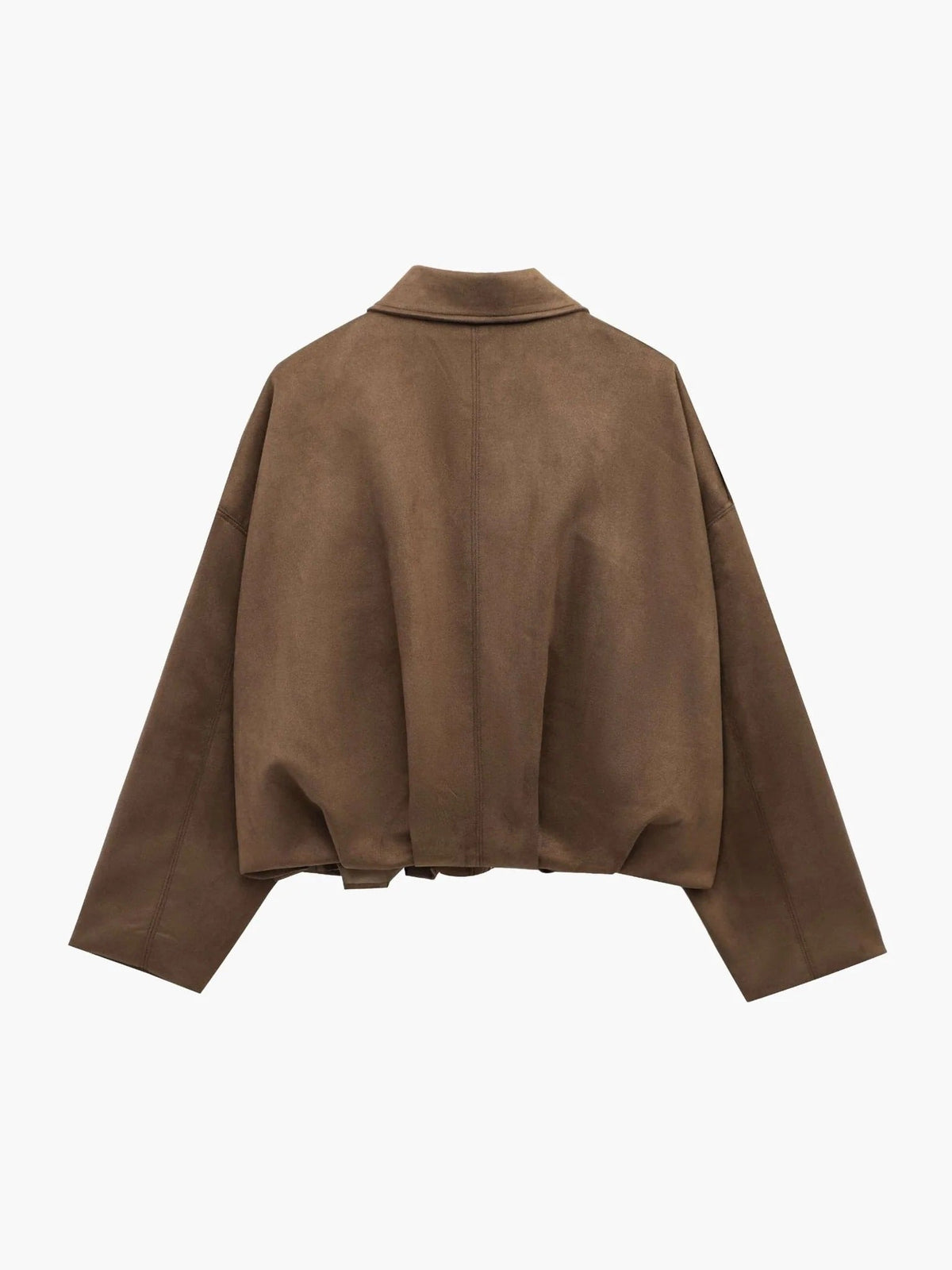 Women's Faux Suede Bomber Jacket with Collar