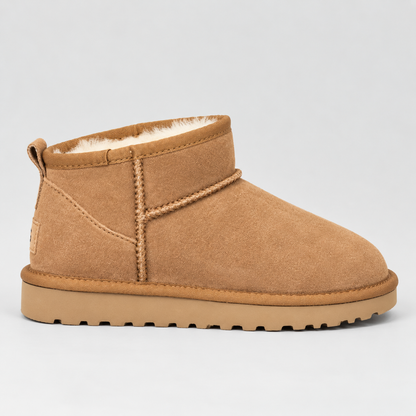 Women's Faux Suede Fur Lined Ankle Boots with Grip Sole