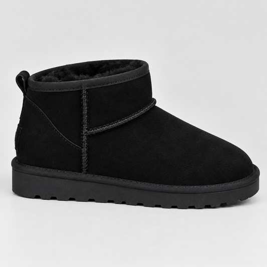 Women's Faux Suede Fur Lined Ankle Boots with Grip Sole