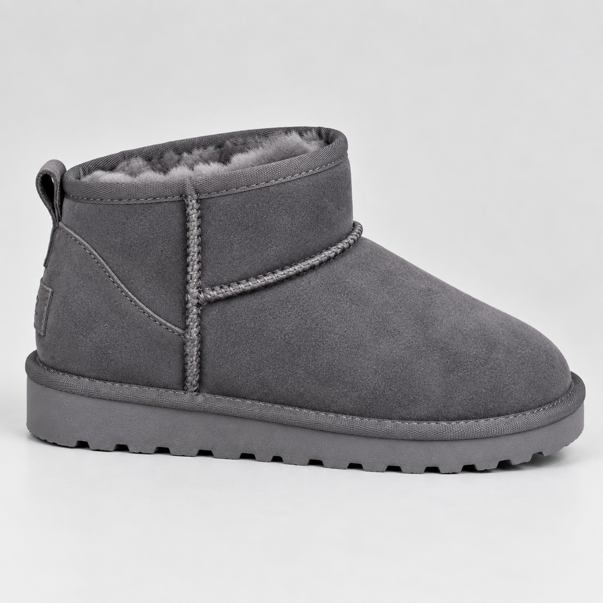 Women's Faux Suede Fur Lined Ankle Boots with Grip Sole