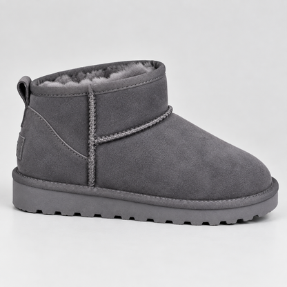 Women's Faux Suede Fur Lined Ankle Boots with Grip Sole