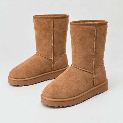 Women's Faux Suede Mid Calf Winter Boots with Soft Lining