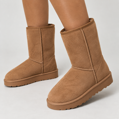 Women's Faux Suede Mid Calf Winter Boots with Soft Lining