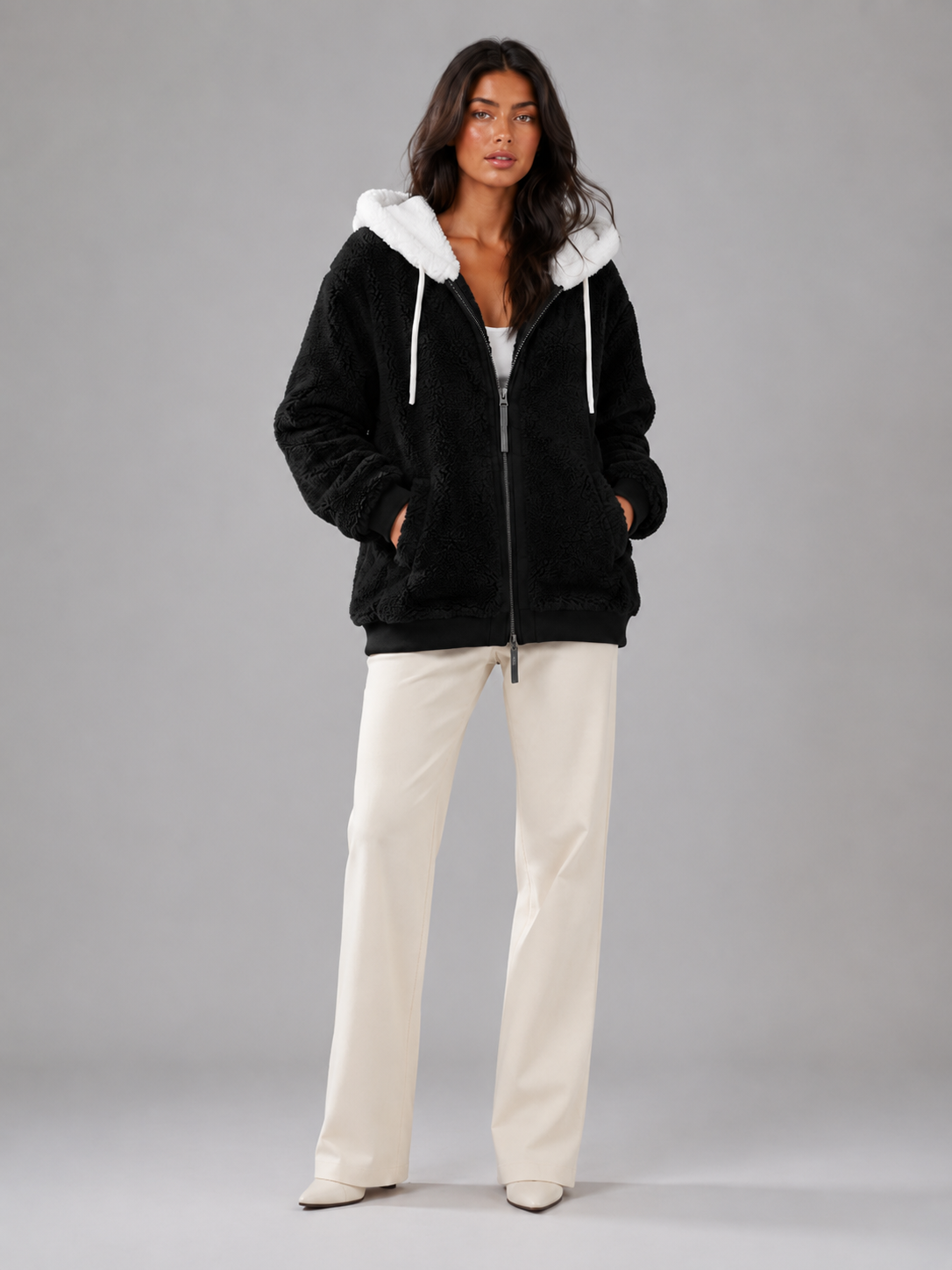 Women's Fleece Hooded Zip-Up Jacket