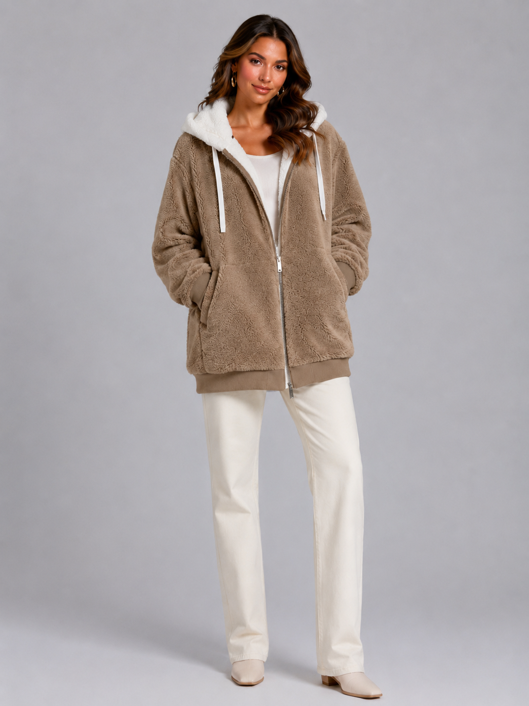 Women's Fleece Hooded Zip-Up Jacket